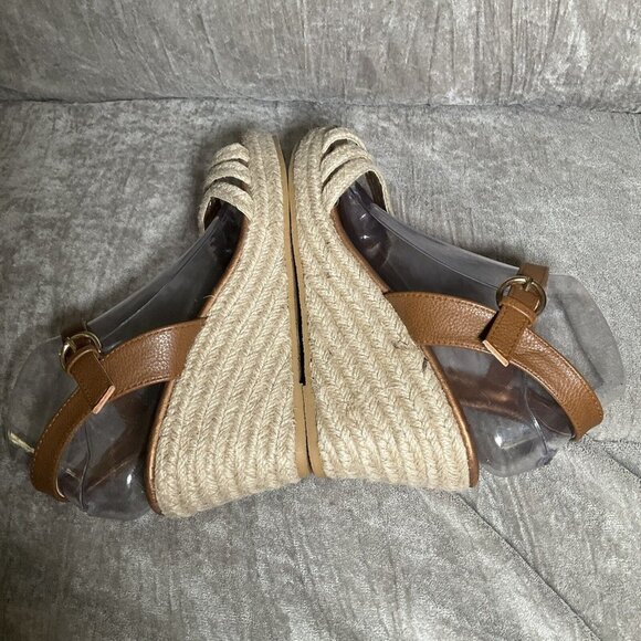 LASCANTA platform Wedge Open toe Espadrille Ankle Strap Sandal 9 Brown - Picture 7 of 14